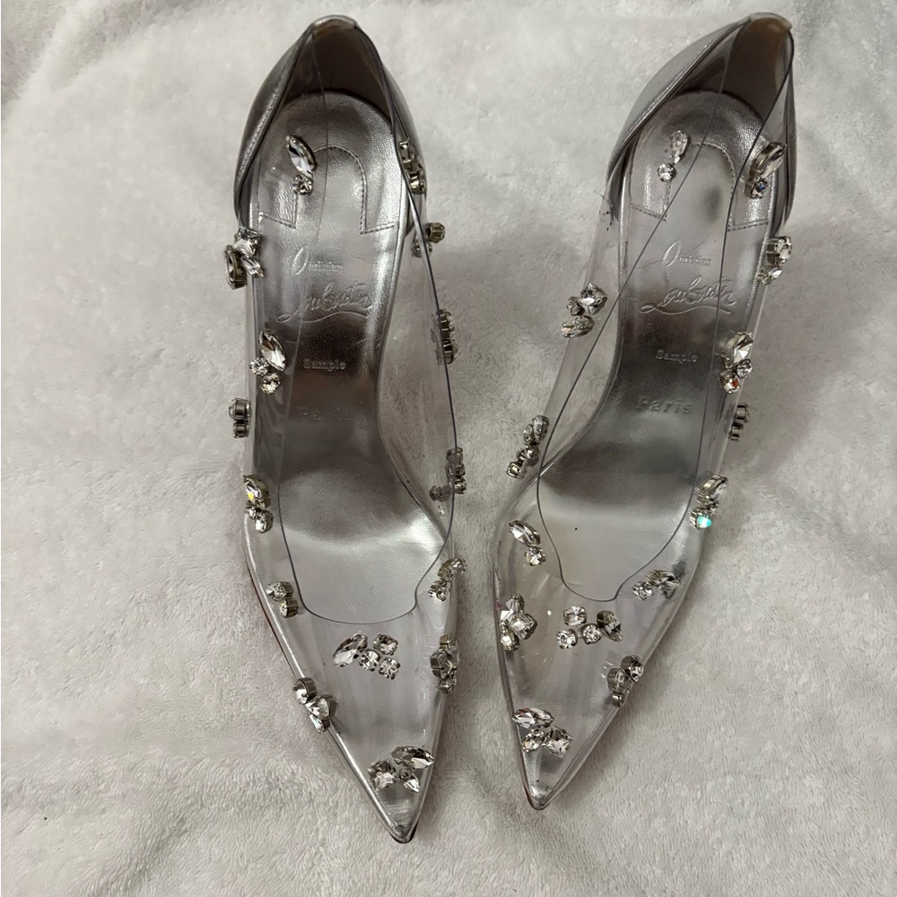 Christian Louboutin Silver Embellished Heels